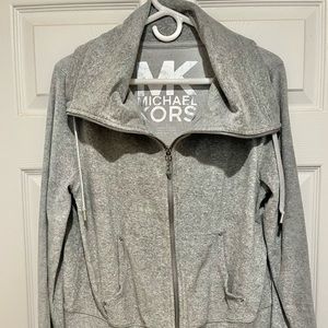 NWT Michael Kors Pearl Heather Grey Zippered Velour Jacket